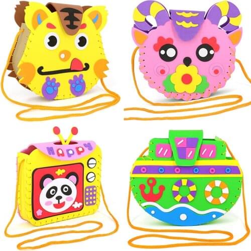 DIY Manual Messenger Bag Craft Toys Children Handmade EVA Bags Make Materials Kids Hands-on ability Learning Education Toys