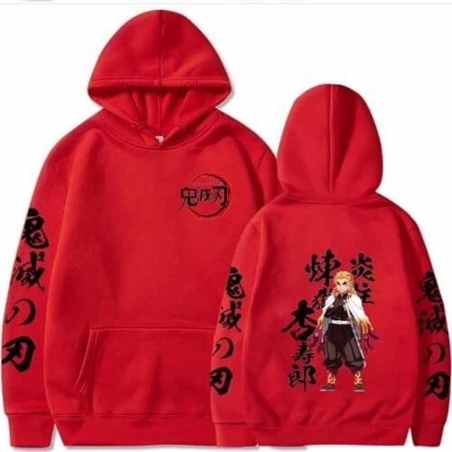 Anime Hoodies Demon Slayer Cosplay Rengoku Kyoujurou Sweatshirt Hip Hop Oversized Loose Casual Pullover Unisex Sweater 2021 Top