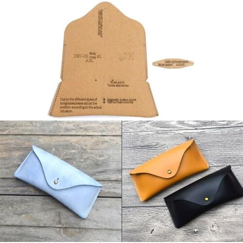 DIY Leather Craftwork Kraft Paper Template Glasses Storage Bag Drawings Sunglasses Box Version Paper Mould Sewing Stencil
