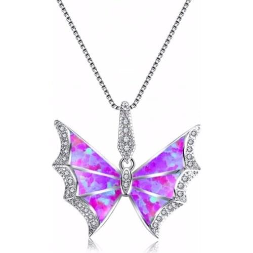Vintage Girls Necklaces Fashion Crystal Butterfly Design Pendant Necklace Statement Bohemian Jewelry For Women Accessories