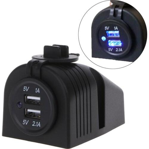 12V 24V Dashboard Mount Dual USB Panel Charger Adapter For Car Boat Marine Truck