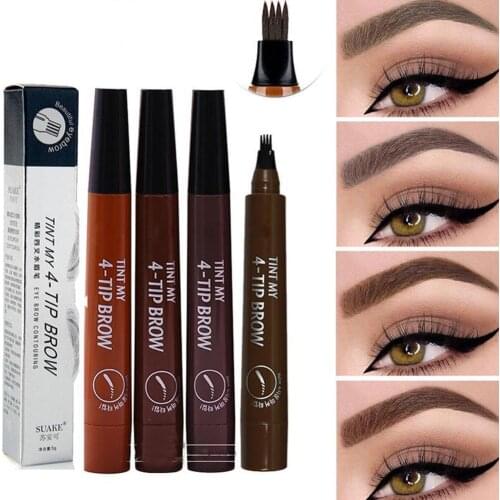 4 Point 3D Microblading Eyebrow Pen Waterproof Fork Tip Eyebrow Tattoo Pencil Long Lasting Waterproof Eyebrow Pencil