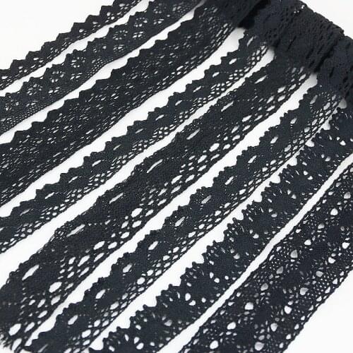 5 meters/roll) black cotton embroidery bud silk screen ribbon fabric decoration DIY decorative sewing handmade craft materials