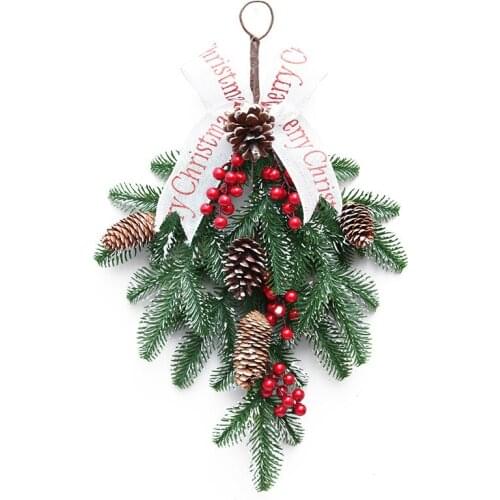 50cm Christmas Tree Decorations PE Red Fruit Wall Hanging Decor Home Hotel Shopping Mall Pine Needles Garland Rattan