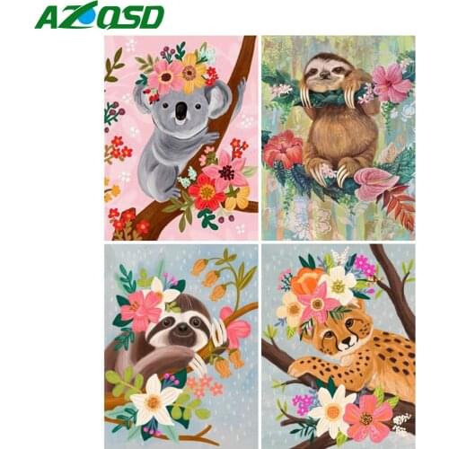 AZQSD Full Square Diamond Painting Elephant Koala Sloth Cross Stitch Diamond Embroidery Cartoon Animal Mosaic Home Decoration