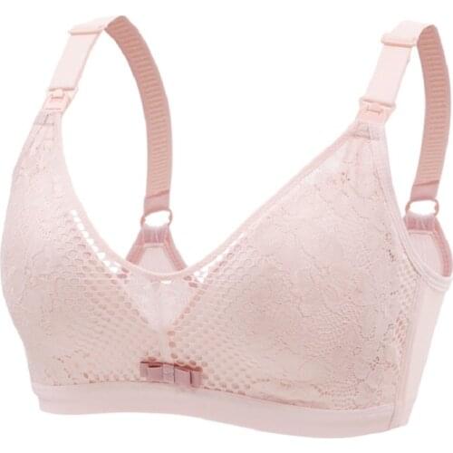 Pregnant Women Sexy Maternity Nursing Bra Cotton Feeding Lactation Lace Underwear Wire Free Upper Open-button Bra breast feeding