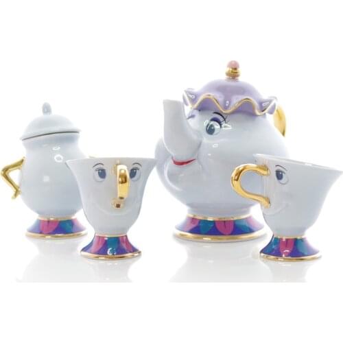 Big Capacity Beauty And The Beast Tea Set Teapot Cup Mrs Potts Sugar Pot Bowl Chip Mug Plate Saucer Christmas Gift