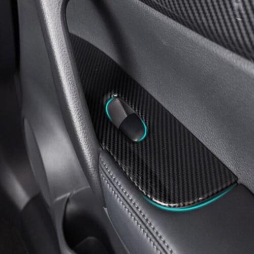For Nissan X-Trail XTrail T32 Rogue 2014-2020 Carbon Fibre Car Inner Door Armrest Window Glass Lift Button Cover Accessories