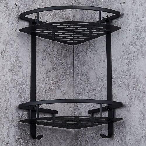 Double Layer Bathroom Shelf Shower Shampoo Soap Cosmetic Shelves Triangular Basket Wall Hanging Corner Rack