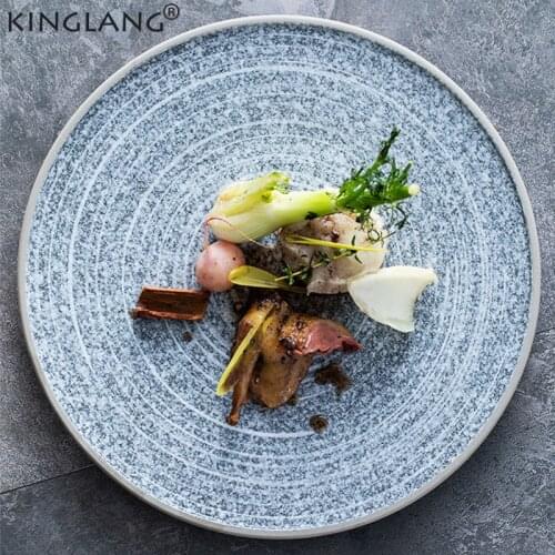 KINGLANG Exclusive Designed Plates Looks Like Stone Ceramic Dinner Plate Quality Restaurant Wholesale Plate Bowls