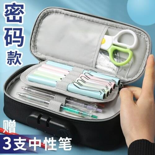 Password pencil box with password lock for primary school students Large capacity multifunctional storage of art supplies