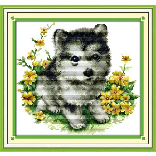 Everlasting Love Husky Chinese Cross Stitch Kits Ecological Cotton Stamped Printed 11CT DIY Gift New Year Decorations For Home