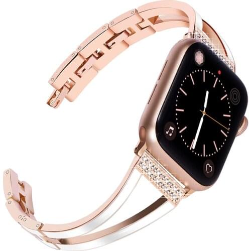 Stainless steel strap for apple watch 6/5/4/SE band 44mm 40mm Enamel bracelet women watchband for iwatch band 42mm 38mm 3/2/1
