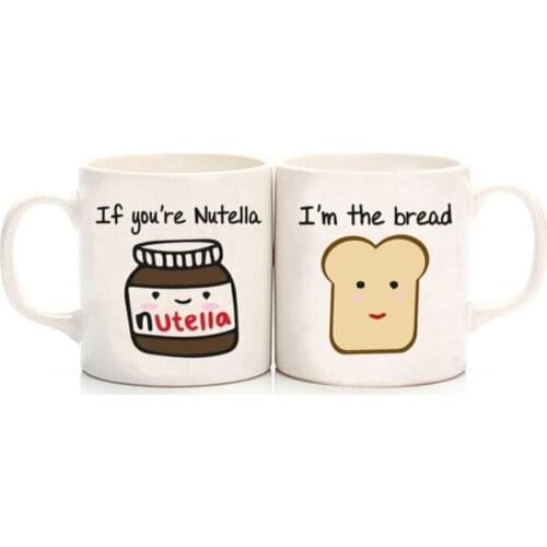 Nutella & amp; Bread Best Friends Mug Porcelain Coffee Mugs Tea Cups Hot Drinks Souvenirs