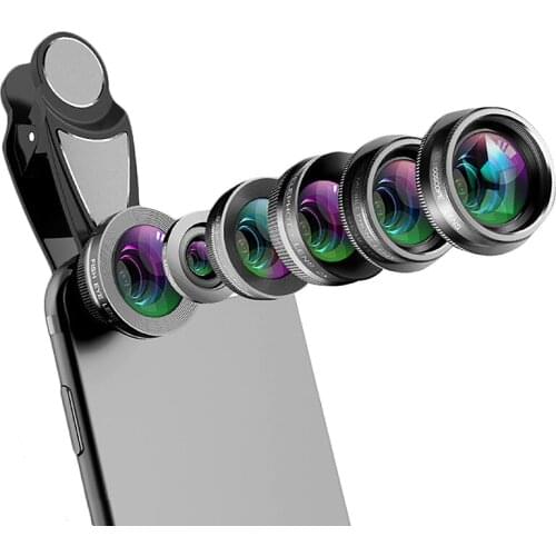 Phone Camera Lens,6 In 1 Cell Phone Lens Kit For Iphone And Android, Kaleidoscope Wide Angle+Macro Cpl Fisheye Telephoto Zoom Ph