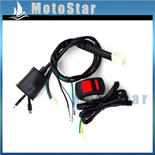 Kill Stop Switch + Wiring Loom Harness For Chinese 50cc 70cc 90cc 110cc 125cc 140cc 150cc 160cc Kick Start Engine Pit Dirt Bike