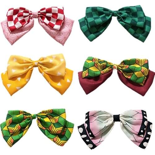 Demon Slayer Hairband Headdress Peripheral Hair Chiffon Accessories Bowknot Foreign Trade Japan and South Korea Nidouzi Anime