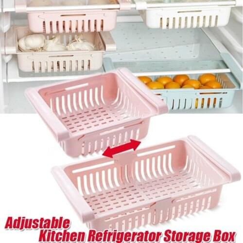 Adjustable Refrigerator Storage Rack Kitchen Storage Organizer Box Fridge Freezer Organizer Fridge Shelf Pull-out Drawer