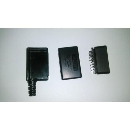 Wholesale Price Fast shipping OBD2 male connector 16pin 90 degree J1962m Plug with enclosure without screw 10pcs