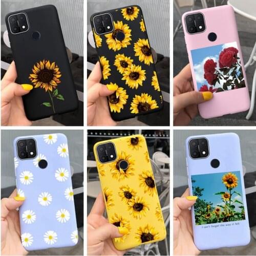 Silicone Case For OPPO A5 A9 2020 A11x A1k A12 A15 A31 A37 A71 A52 A72 A92 A92S F1s A3s AX5 AX7 A7 A5s Matte Soft Flowers Covers
