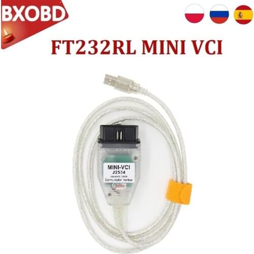 V16.00.017 MINI VCI J2534 OBD2 TIS Techstream Diagnostic Cable MINI VCI FT232RL OBD2 Scanner MINI VCI Interface
