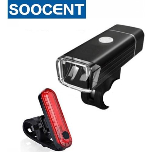 Bike Front Light USB Rechargeable 1200mAh Bicycle Tail Headlight 300 Lumen LED Waterproof Flashlight For Bike Lamp Cycling Parts