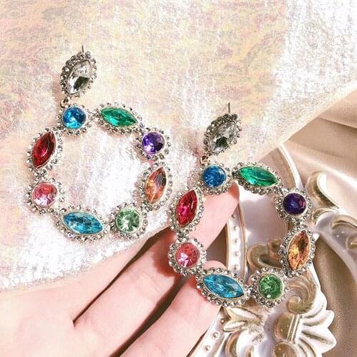 Spring fashion of European and American exaggerated earrings with colorful girls simple heavy industry design