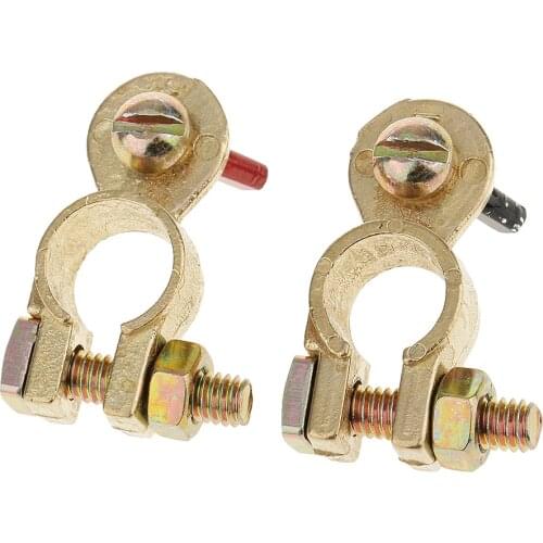 1 Pair Car Battery Clamp Positive & Negative Battery Copper Terminal Clamp Corrosion Resistance Universal For Car Truck Trailer