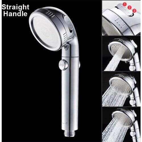 ZhangJi Bathroom 3-Function Electropalted Shower head High Pressure Water Saving with Stop Button Shower Rainfall Nozzle