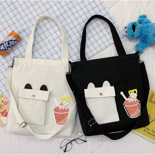 Ladies Cloth Totes Shoulder Bag Flap Pocket Women Cotton Shopping Women Eco Reusable Shopper Bags Canvas messenger Bag