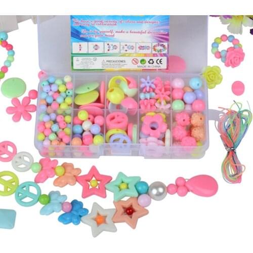 1Box 10-Grid ABS Plastic Baby Bead Toys DIY Handmade Bead Toys for Necklace Kids Birthday Gift Girl Necklace Bead Toy