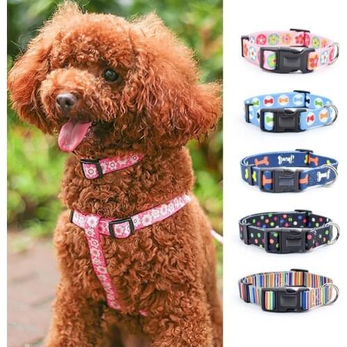40% Hot Sales!!! Cat Dog Printed Collar Adjustable Anti-hanging Traction Tool Durable Pet Supplies for Outdoor