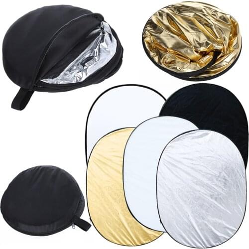 Andoer 5 in 1 Photography Reflector 90x120cm Oval Reflector Multi Portable Collapsible for Studio Photography Lighting Reflector