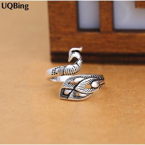 Free Shipping Vinatge Silver Color Peacock Rings For Women Jewelry Finger Rings For Party Birthday Gift