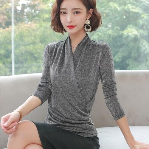 Women Sexy Elastic Lace Long Sleeve Blouse Big Size Office Ladies Tops Female Korean Fasion Elegant Bodycon Blouse Puls Size