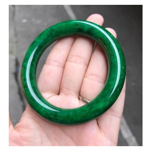 Myanmar ice-waxy Bracelet round green natural genuine Bracelet Zhengyang green flawless jade lady (Certificate delivery)