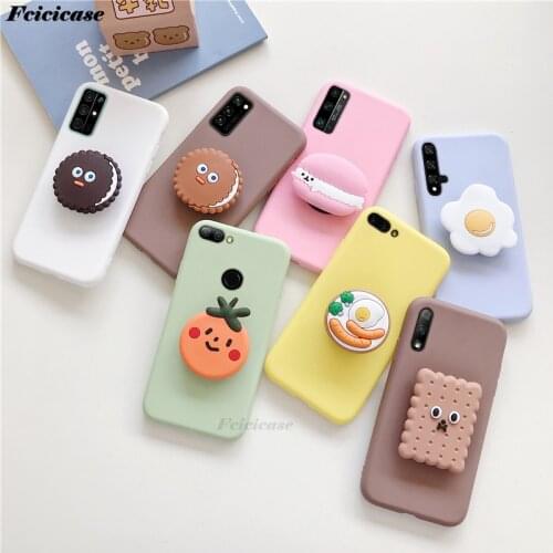 3D Cute Cartoon Cookies Case For Huawei Honor 8S 8A 8C 9 10i V9 V10 V20 V30 9X Pro Play Magic2 Note 10 Phone Holder Cover