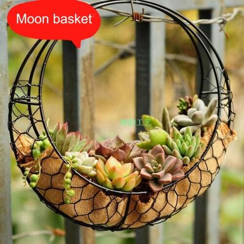 Basket Holder Wrought Iron Frame Plant Hanger Metal Durable Strong Home Decor Garden Hanging Flower Stand