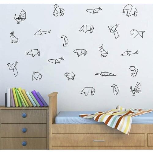 DIY Origami Animals Vinyl Wall Decal Bedroom Geometric Wall Tattoo Pattern Kids Room Decoration Nursery Stickers Wallpaper Z610