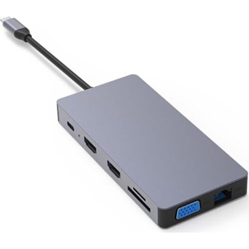 Blueendless Type C USB Hub 2xHDMI-Compatible Rj45 USB3.0 5Gbps Interface Type-C PD100W SD TF Docking Station HUB 12-in-1