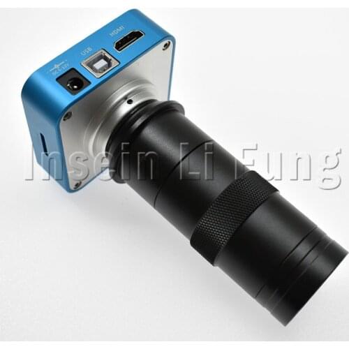 HD 20MP 1080P 60FPS HDMI USB Industrial Digital Video Microscope Camera+8X~130X Adjustable Magnification 25mm Zoom C-mount Lens