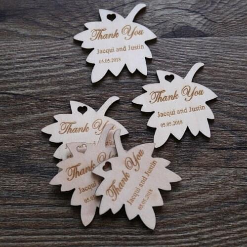 Custom Maple Leaf Wood Tags with name,Thanks you rustic wedding favor tags, personalized Gift tag,wood Hang Tags