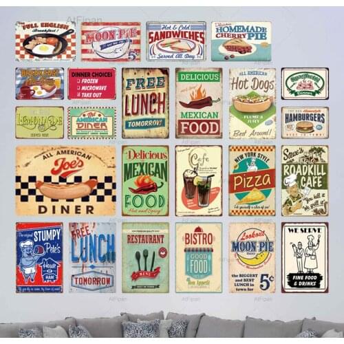 Cafe Bistro Decor Vintage Tin Sign Retro Metal Sign Plaque Metal Vintage Wall Decor for Dining Room Decorative Metal Plate