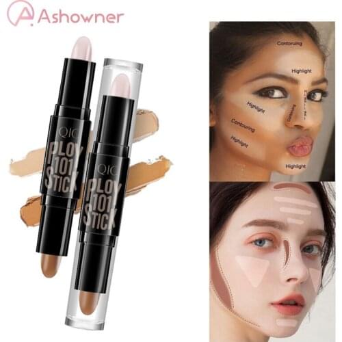 Beauty Double-Headed Concealer Stick Clavicle Shadow Pen Facial Three-Dimensional Highlight Stick Concealer Pen