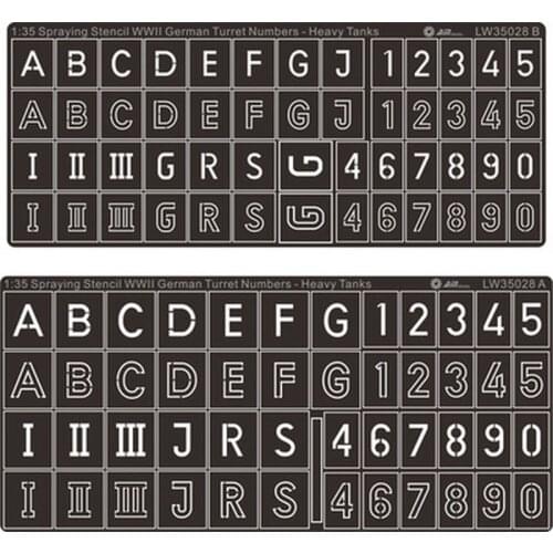 AM-WORKS LW35028 1/35 WWII German Turret Numbers & Letters - Large - Stencil Mask