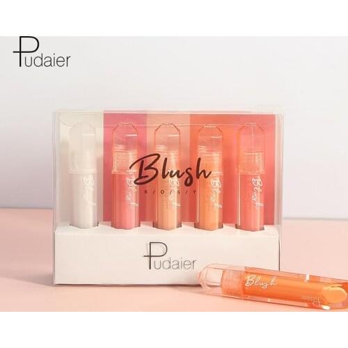 Pudaier 5colors/set liquid Brush Fast shipping Face Powder Makeup Monochrome Smooth Peach Blush Palette Beauty Cosmetics