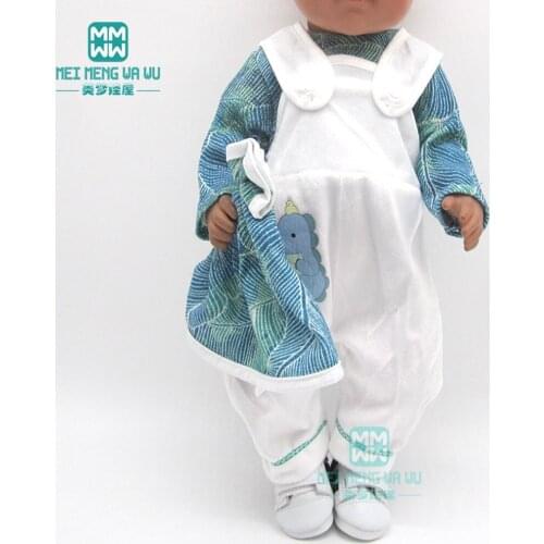 Clothes for doll fit 43cm baby new born doll fashion T-shirt + fashion strap pants skirt girl dress gift for children