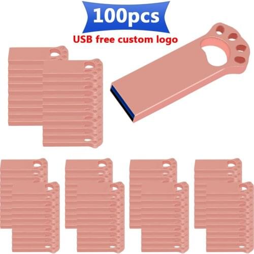Bulk 100pcs free Custom logo High Speed USB Flash Drive Metal Drive 16GB 32GB 64GB 128GB Waterproof USB Stick 3.0 Free Shipping