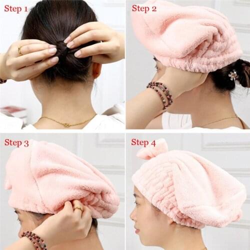 Women Comfort Bath Cap Towel Turban Wrap Hair Drying Towel Hat Head Cover SPA Shower Turban