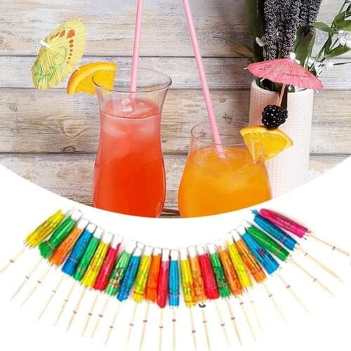 Stable 50Pcs/Set Simple Portable Drink Umbrella Pick Party Decoration Assorted Color Cocktail Umbrella Stylish for Drink